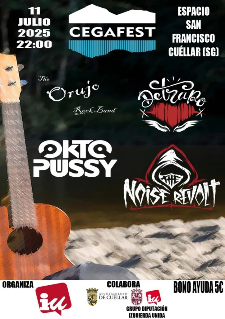 Cartel del Cegafest 2025 con las cuatro bandas de la décima edición del festival en Cuéllar