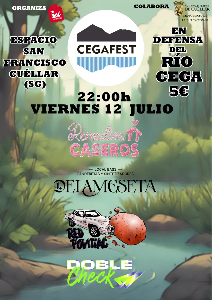 Cartel del concierto del Cegafest 2024 el viernes 12 de julio en el Espacio San Francisco de Cuéllar